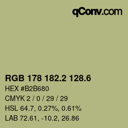 カラーコード: RGB 178 182.2 128.6 | qconv.com