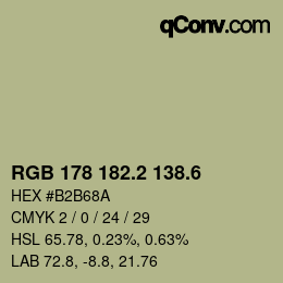 カラーコード: RGB 178 182.2 138.6 | qconv.com