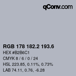 カラーコード: RGB 178 182.2 193.6 | qconv.com