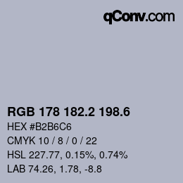 カラーコード: RGB 178 182.2 198.6 | qconv.com