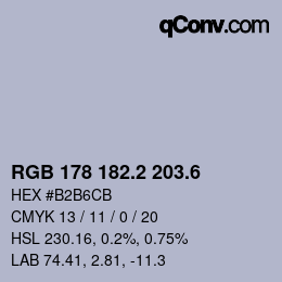 カラーコード: RGB 178 182.2 203.6 | qconv.com