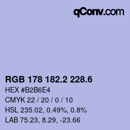 カラーコード: RGB 178 182.2 228.6 | qconv.com