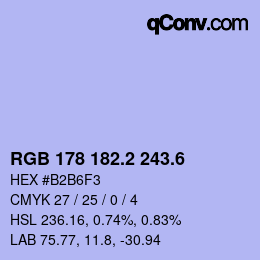 カラーコード: RGB 178 182.2 243.6 | qconv.com