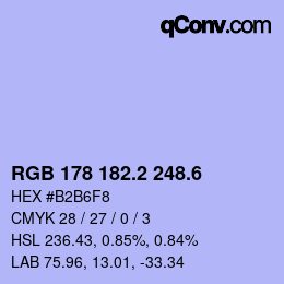 カラーコード: RGB 178 182.2 248.6 | qconv.com