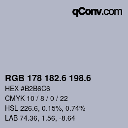 カラーコード: RGB 178 182.6 198.6 | qconv.com