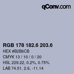 カラーコード: RGB 178 182.6 203.6 | qconv.com