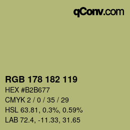颜色代码: RGB 178 182 119 | qconv.com