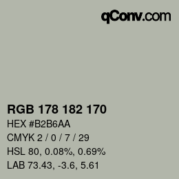 Color code: RGB 178 182 170 | qconv.com