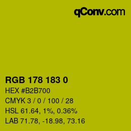 Color code: RGB 178 183 0 | qconv.com
