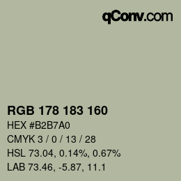 Código de color: RGB 178 183 160 | qconv.com