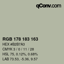 Color code: RGB 178 183 163 | qconv.com