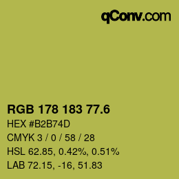 カラーコード: RGB 178 183 77.6 | qconv.com