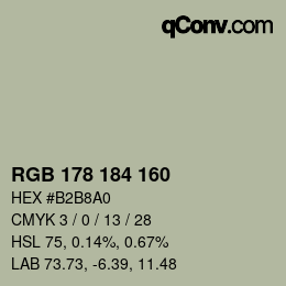 カラーコード: RGB 178 184 160 | qconv.com