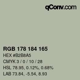 カラーコード: RGB 178 184 165 | qconv.com