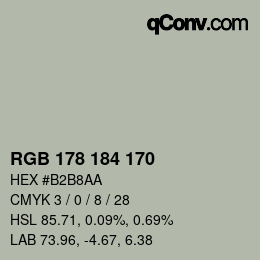 颜色代码: RGB 178 184 170 | qconv.com