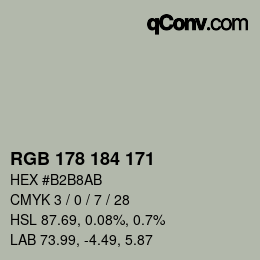 カラーコード: RGB 178 184 171 | qconv.com