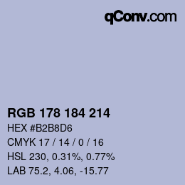 カラーコード: RGB 178 184 214 | qconv.com