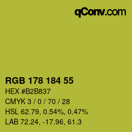 Color code: RGB 178 184 55 | qconv.com