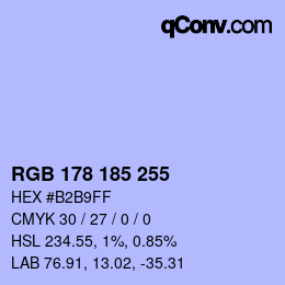 Color code: RGB 178 185 255 | qconv.com