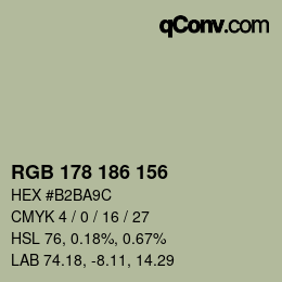 Color code: RGB 178 186 156 | qconv.com