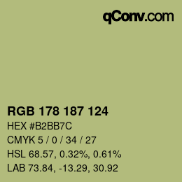 カラーコード: RGB 178 187 124 | qconv.com