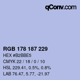 カラーコード: RGB 178 187 229 | qconv.com