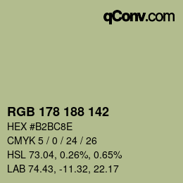 Color code: RGB 178 188 142 | qconv.com
