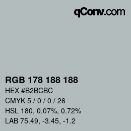 Color code: RGB 178 188 188 | qconv.com