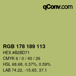 Color code: RGB 178 189 113 | qconv.com