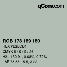 Farbcode: RGB 178 189 180 | qconv.com