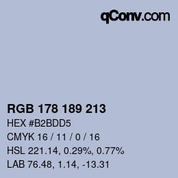 Código de color: RGB 178 189 213 | qconv.com