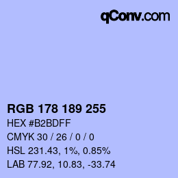 Color code: RGB 178 189 255 | qconv.com