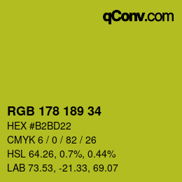 Color code: RGB 178 189 34 | qconv.com
