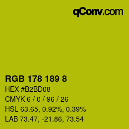 カラーコード: RGB 178 189 8 | qconv.com