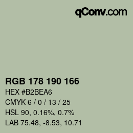 Color code: RGB 178 190 166 | qconv.com