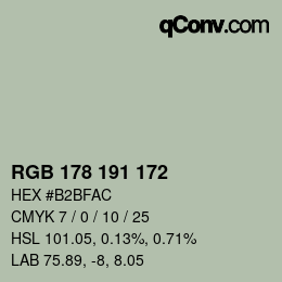 Farbcode: RGB 178 191 172 | qconv.com