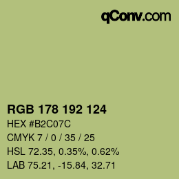 Color code: RGB 178 192 124 | qconv.com