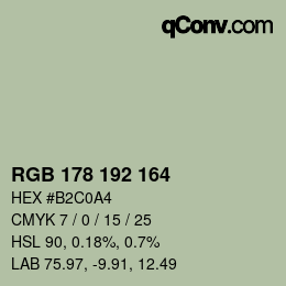 Color code: RGB 178 192 164 | qconv.com