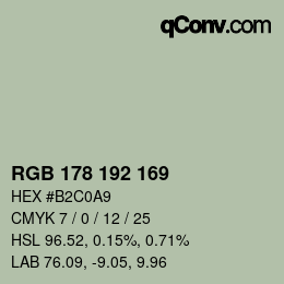 カラーコード: RGB 178 192 169 | qconv.com