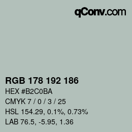 Code couleur: RGB 178 192 186 | qconv.com