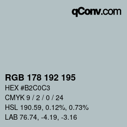 Código de color: RGB 178 192 195 | qconv.com