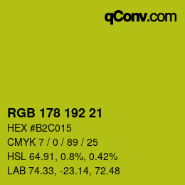 カラーコード: RGB 178 192 21 | qconv.com