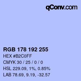 Color code: RGB 178 192 255 | qconv.com