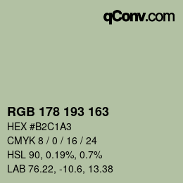 Color code: RGB 178 193 163 | qconv.com