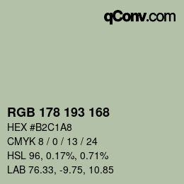 Color code: RGB 178 193 168 | qconv.com