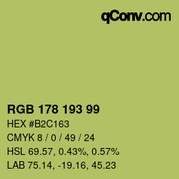 Color code: RGB 178 193 99 | qconv.com
