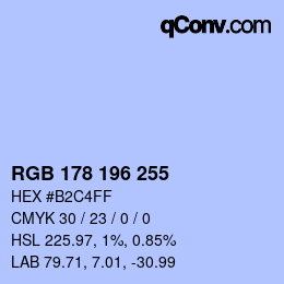 Color code: RGB 178 196 255 | qconv.com