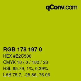 Color code: RGB 178 197 0 | qconv.com
