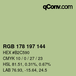 カラーコード: RGB 178 197 144 | qconv.com