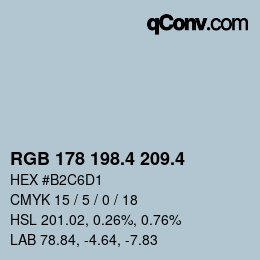 カラーコード: RGB 178 198.4 209.4 | qconv.com